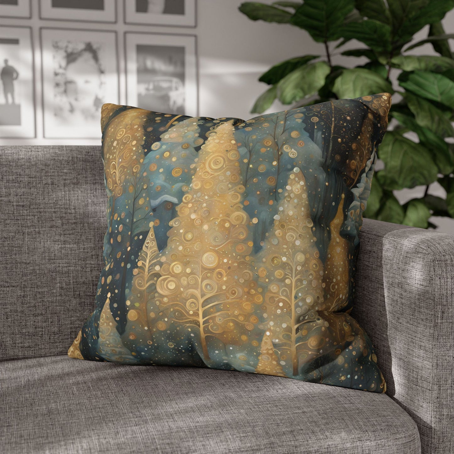 Opulent Trees Square Poly Canvas Pillowcase