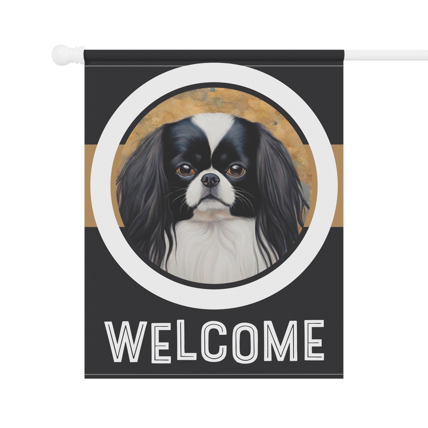 Japanese Chin Welcome 2-Sided Garden & House Flag/Banner