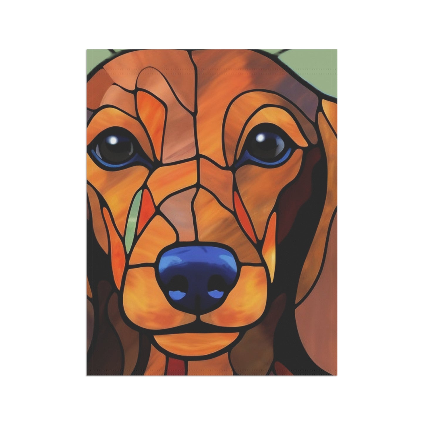 Dachshund Face Stained Glass 2-Sided Garden & House Flag/Banner