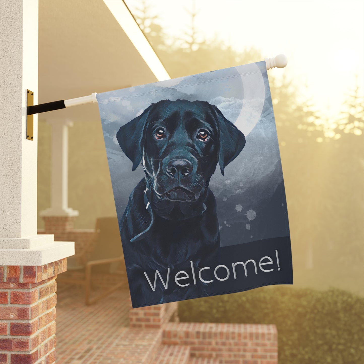 Black Labrador Welcome 2-Sided Garden & House Flag/Banner