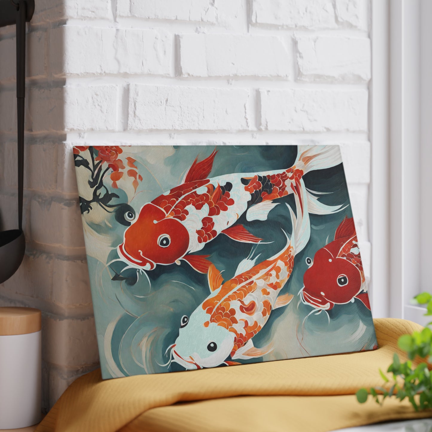 Koi Pond Tempered Glass Cutting Board