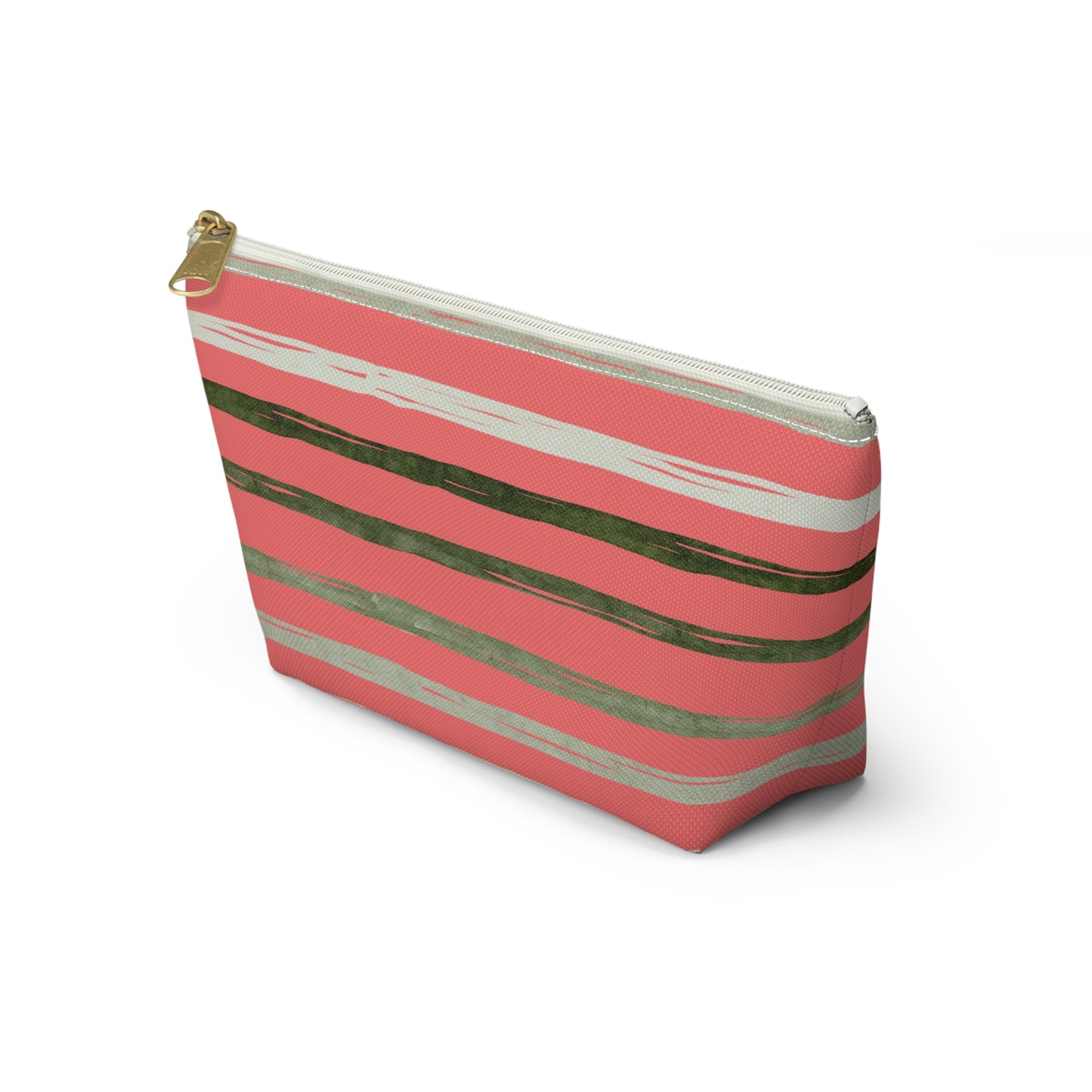 Utah Green stripes on Melon fashion makeup Accessory Pouch w T-bottom