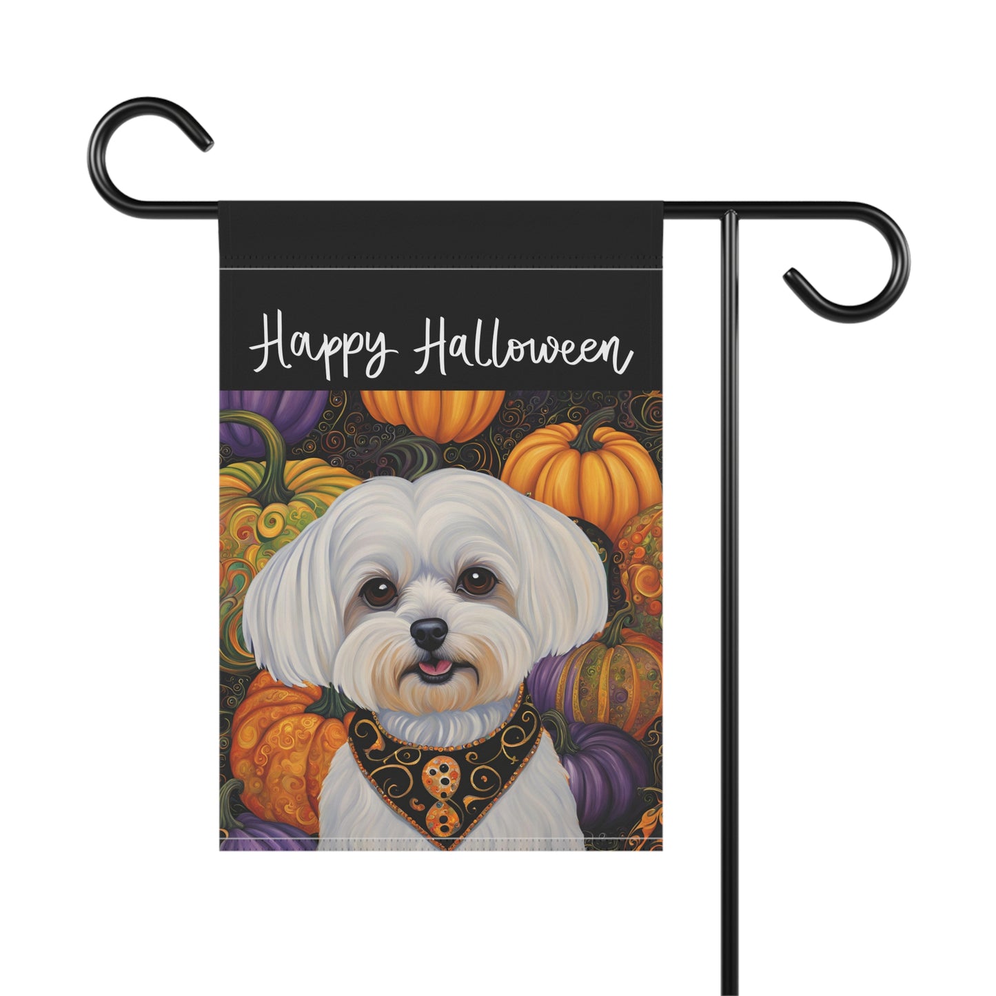 Maltese Happy Halloween 2-Sided Garden & House Flag/Banner