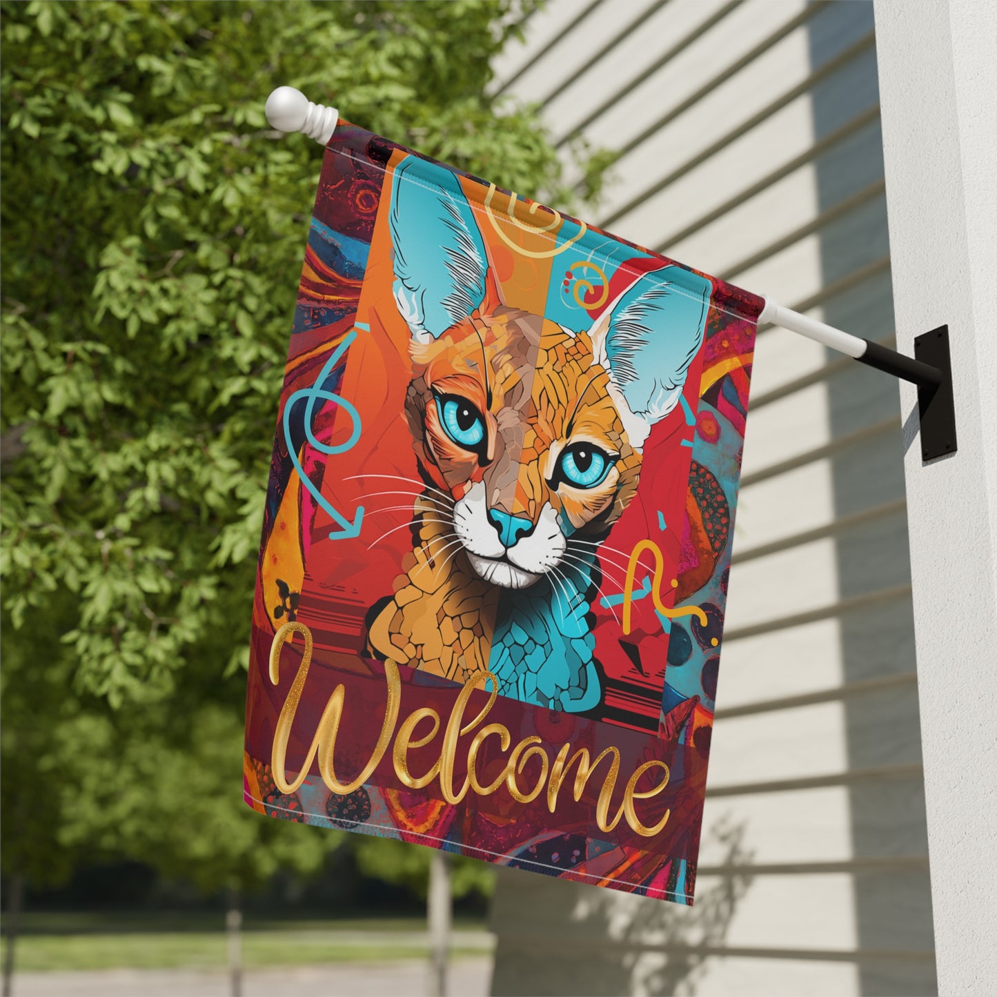 Omni Cat Welcome Maximalist 2-Sided Garden & House Banner