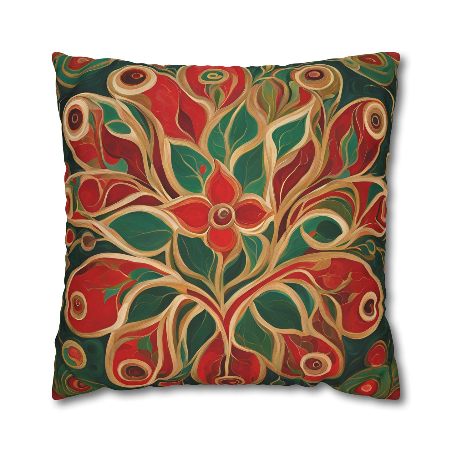 Holiday Bloom Square Poly Canvas Pillowcase