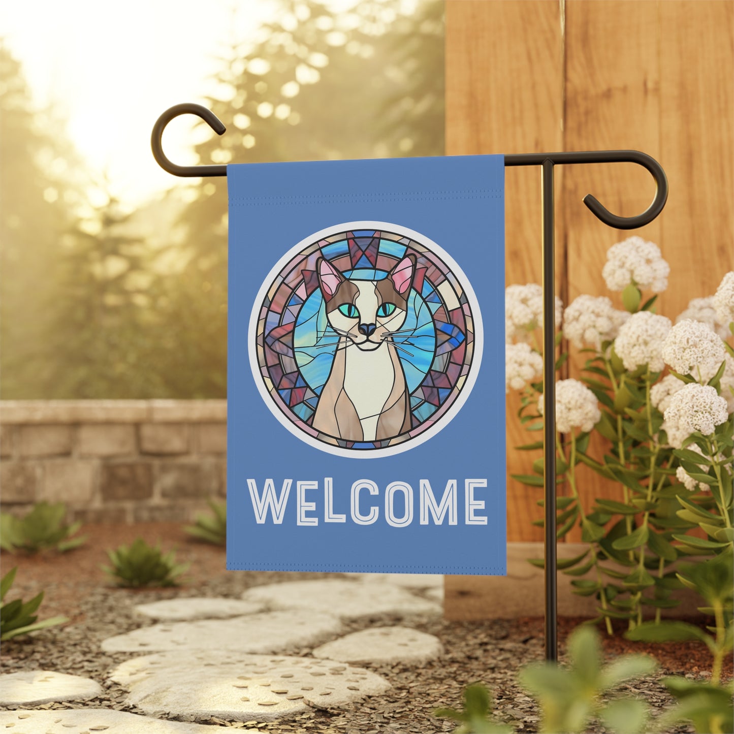 Happy Cat Welcome 2-Sided Garden & House Flag/Banner