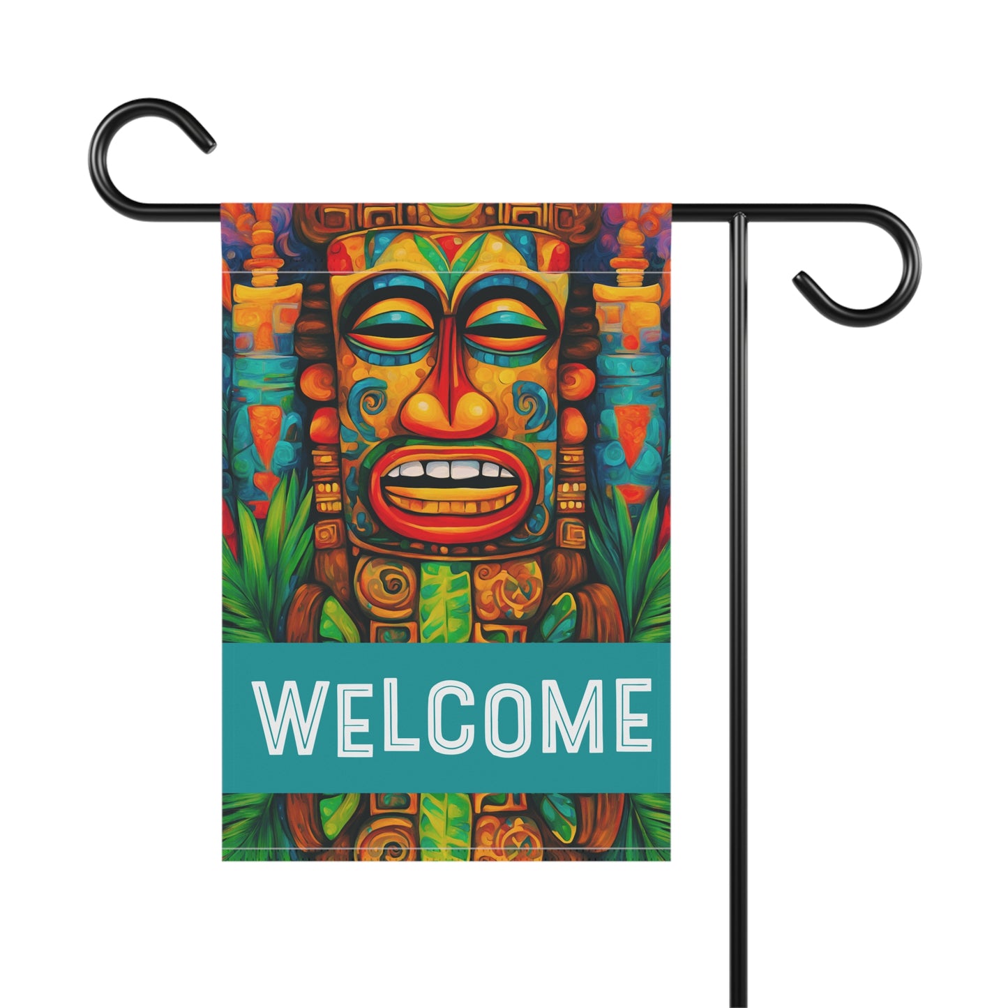 Happy Tiki Welcome 2-Sided Garden & House Flag/Banner