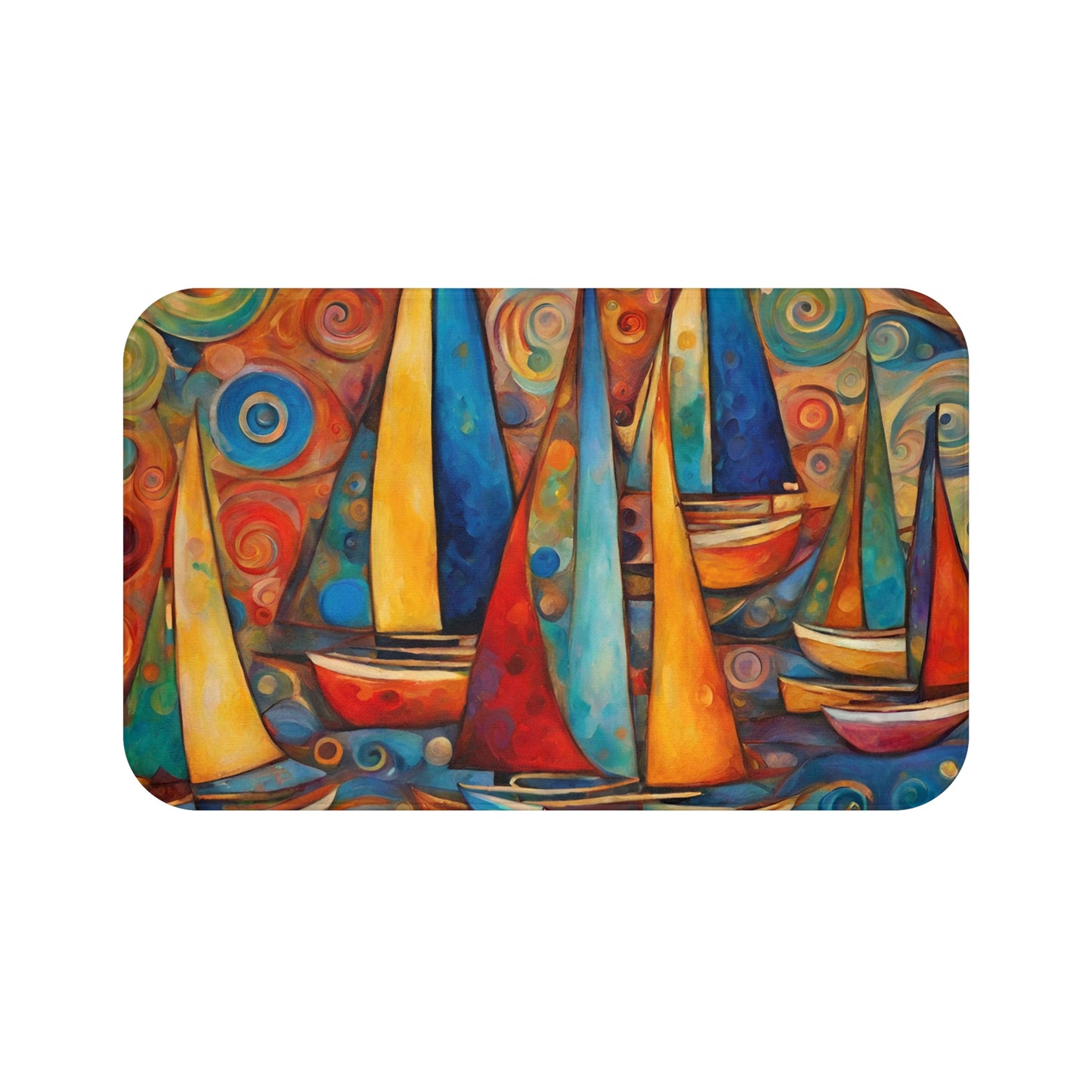 Colorful Sailboats Microfiber Bath Mat