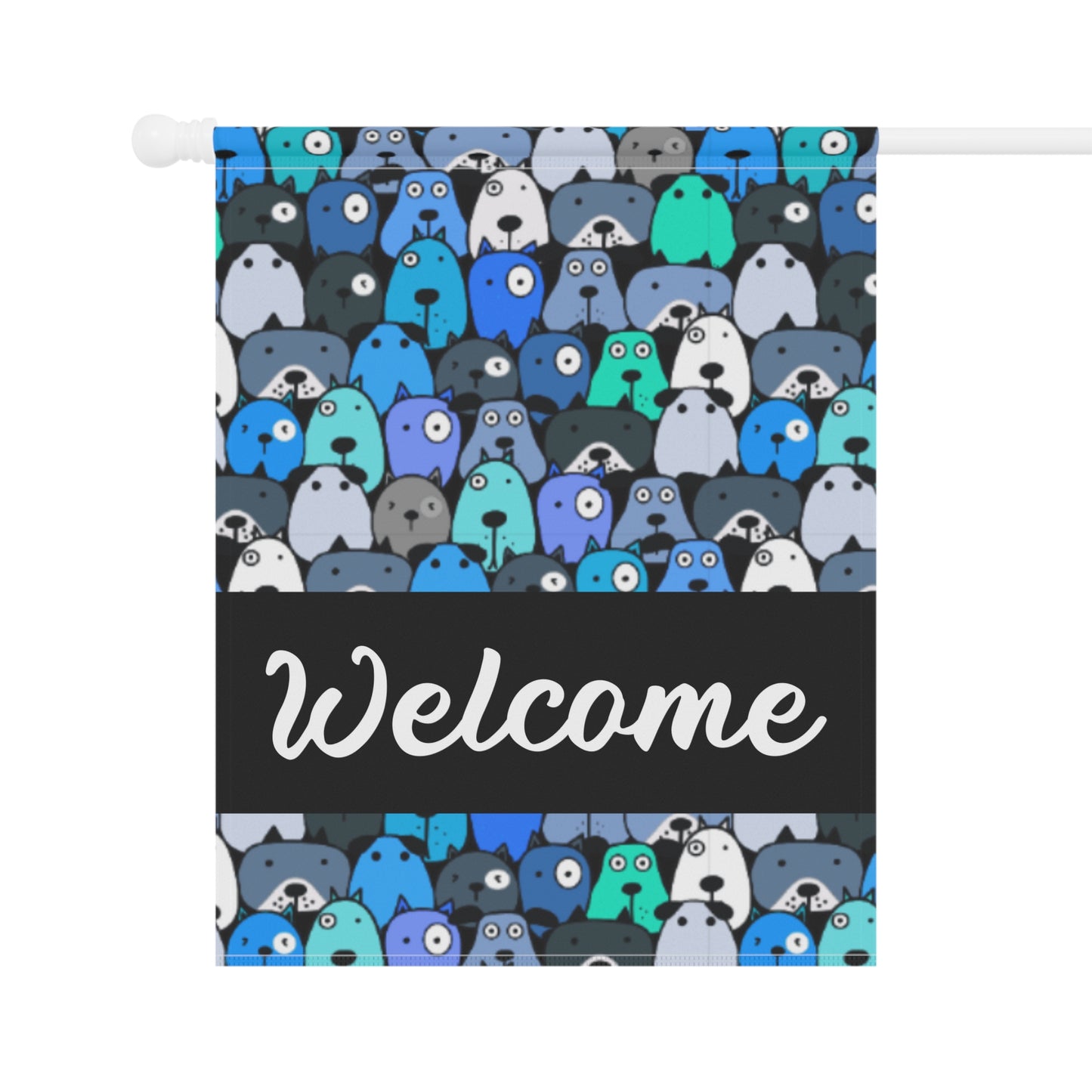 Blue Pups Welcome 2-Sided Garden & House Flag/Banner