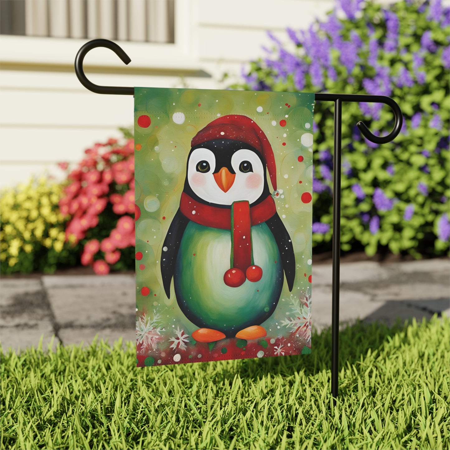 Holiday Penguin 2-Sided Garden & House Flag/Banner