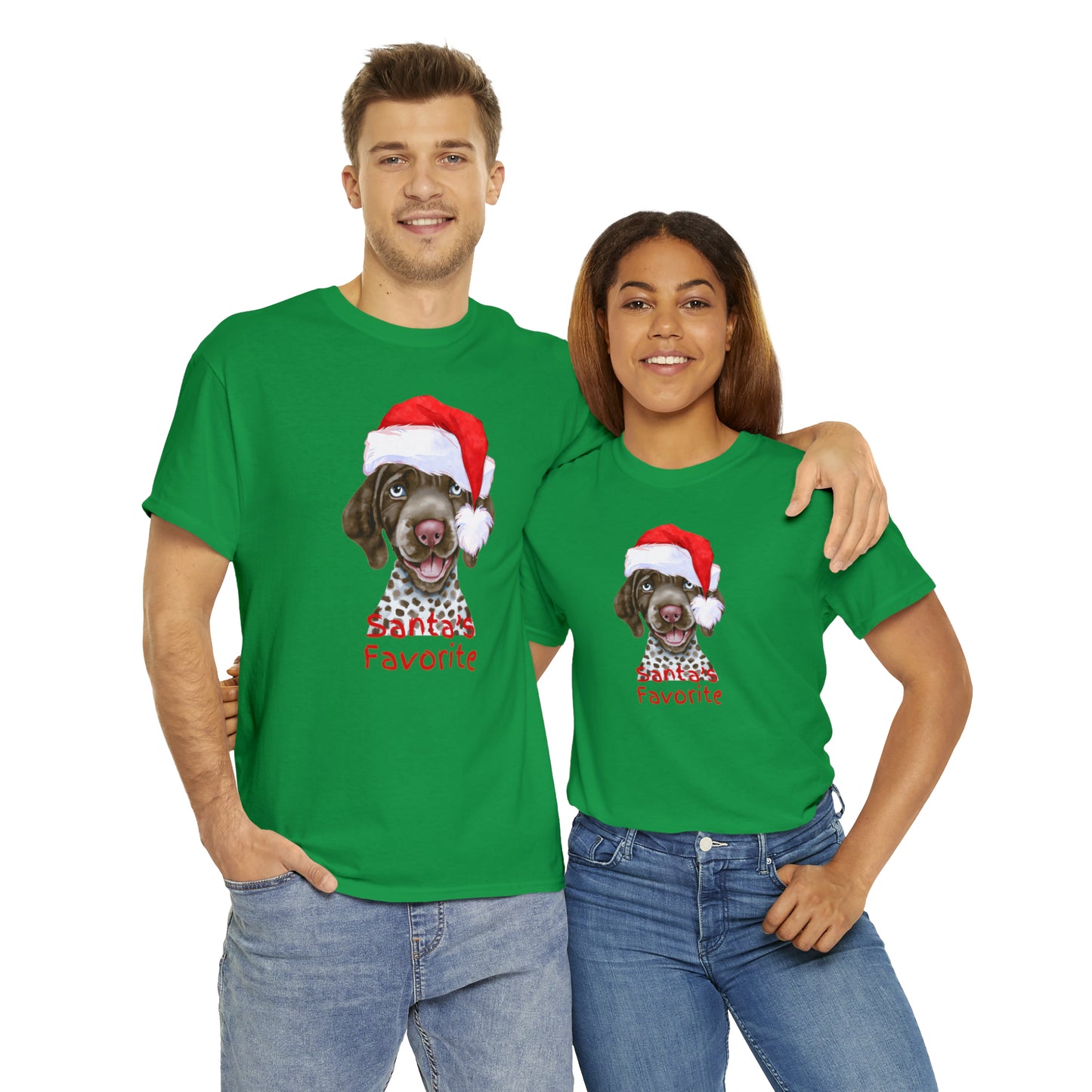 Santa's Favorite German Shorthaired Pointer Unisex Heavy Cotton Tee