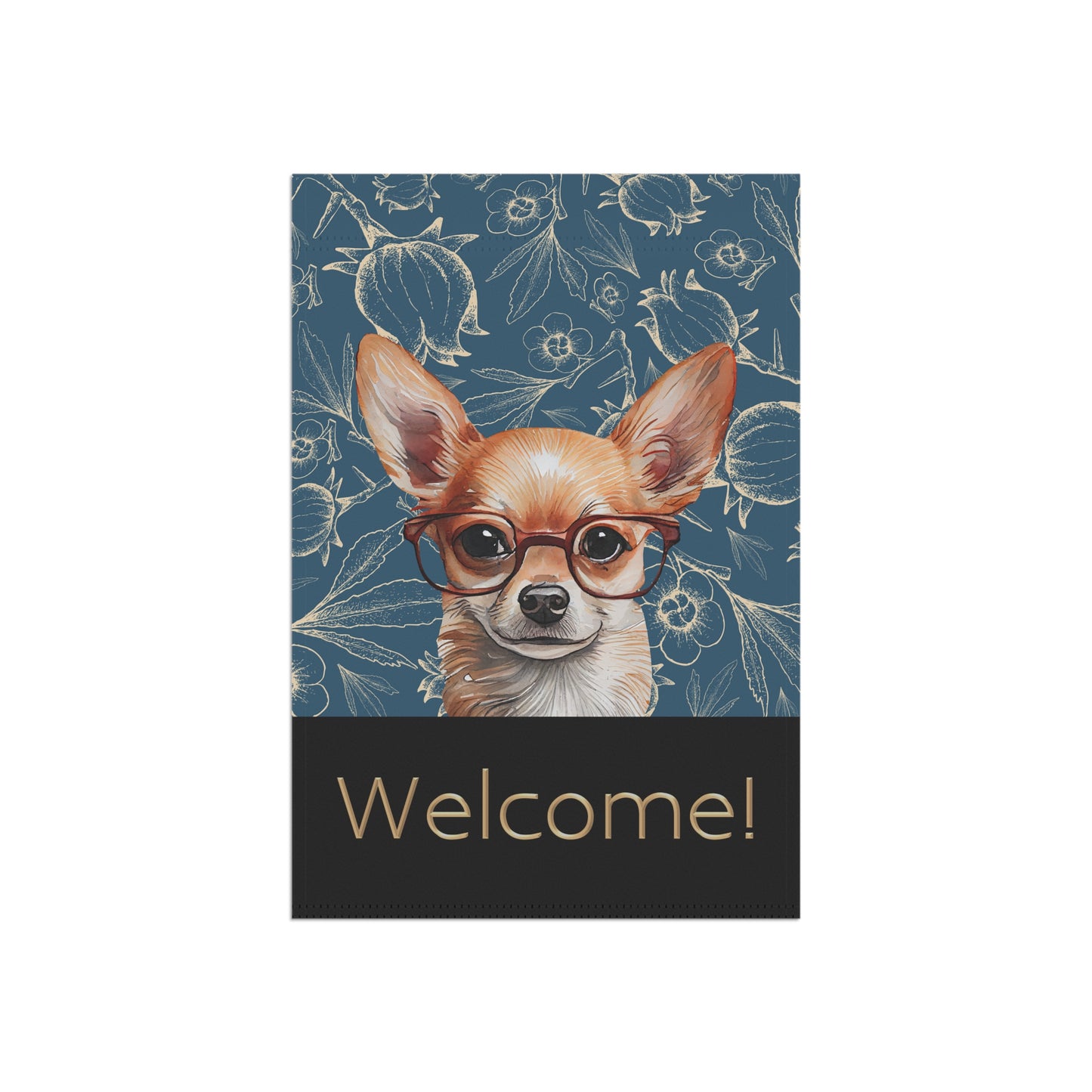 Chihuahua in Glasses Welcome 2-Sided Garden & House Flag/Banner