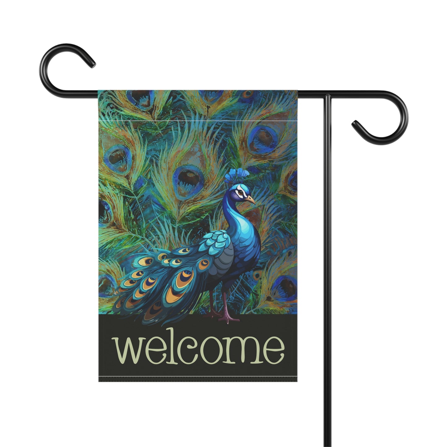 Flaunting Peacock Welcome 2-Sided Garden & House Flag/Banner