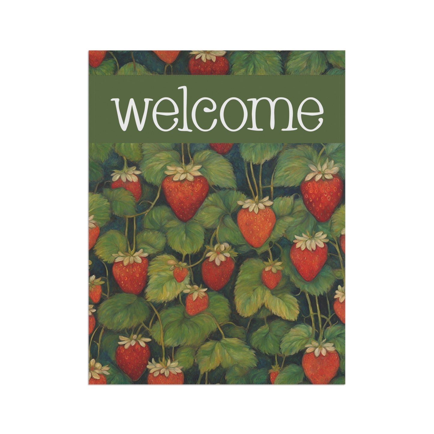 Strawberries Welcome 2-Sided Garden & House Flag/Banner