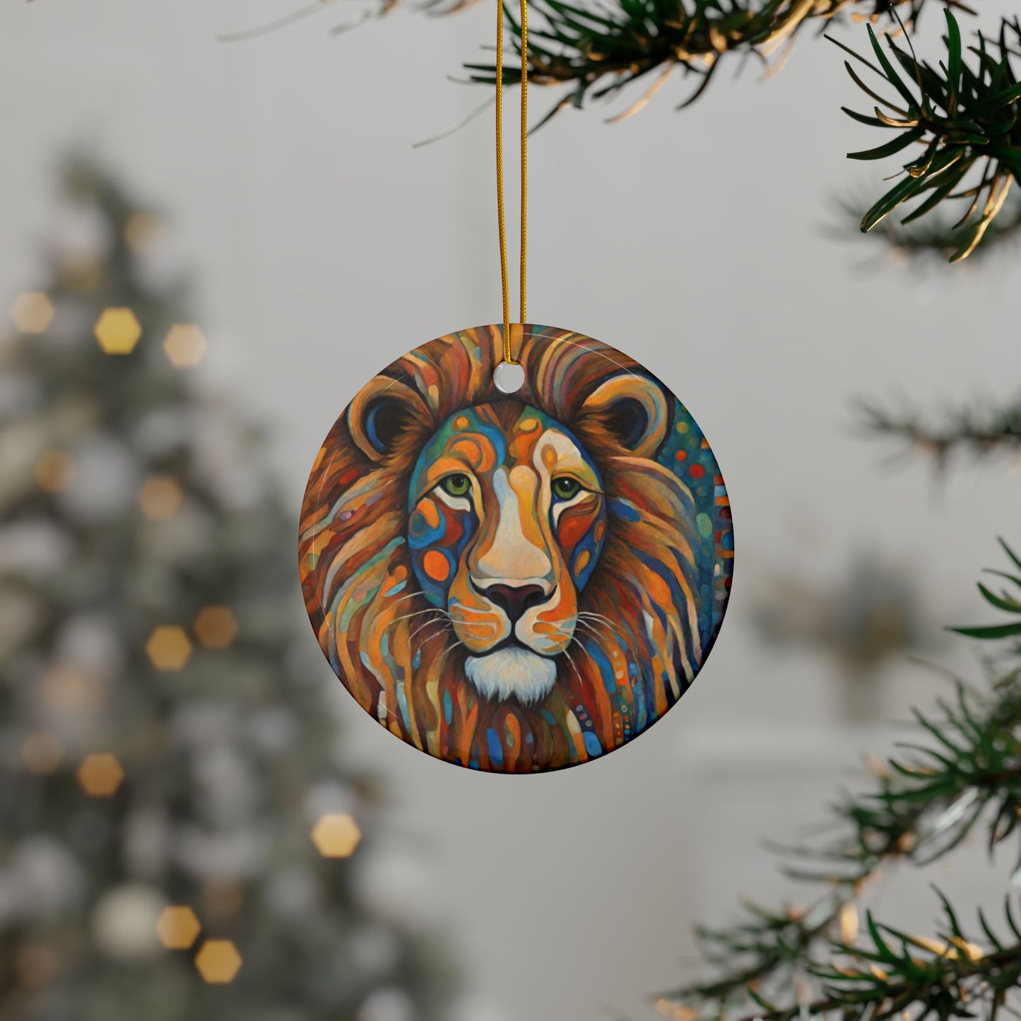 Lion 3" Ceramic Ornaments, 2-Side Print, (1pc, 10pcs)