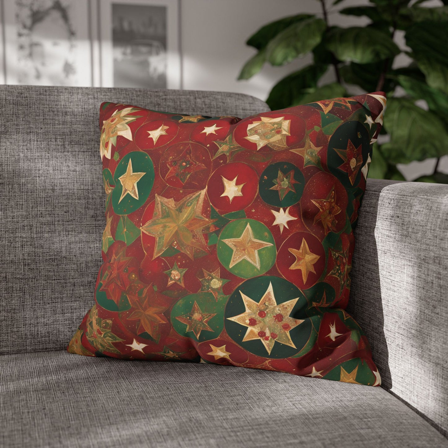 Holidaze Starz Square Poly Canvas Pillowcase