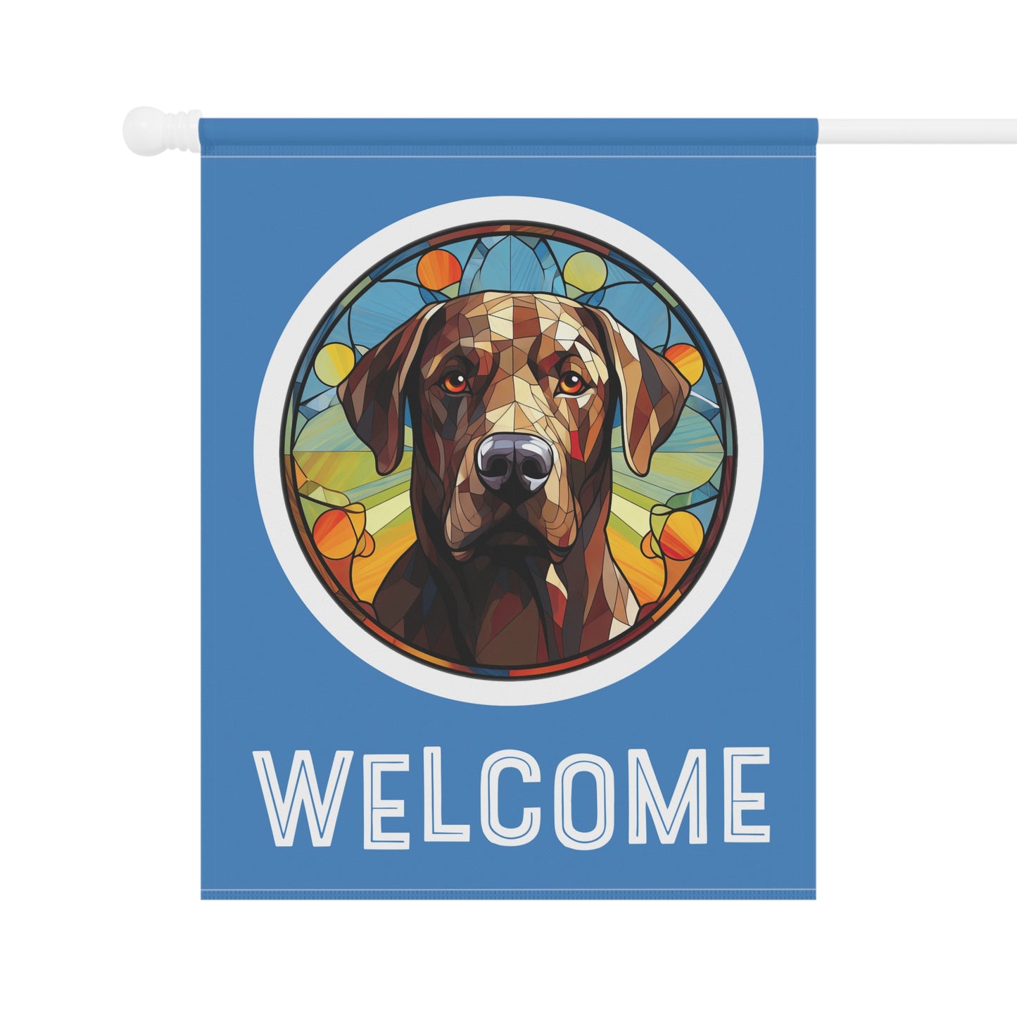 Chocolate Labrador Retriever Welcome 2-Sided Garden & House Flag/Banner