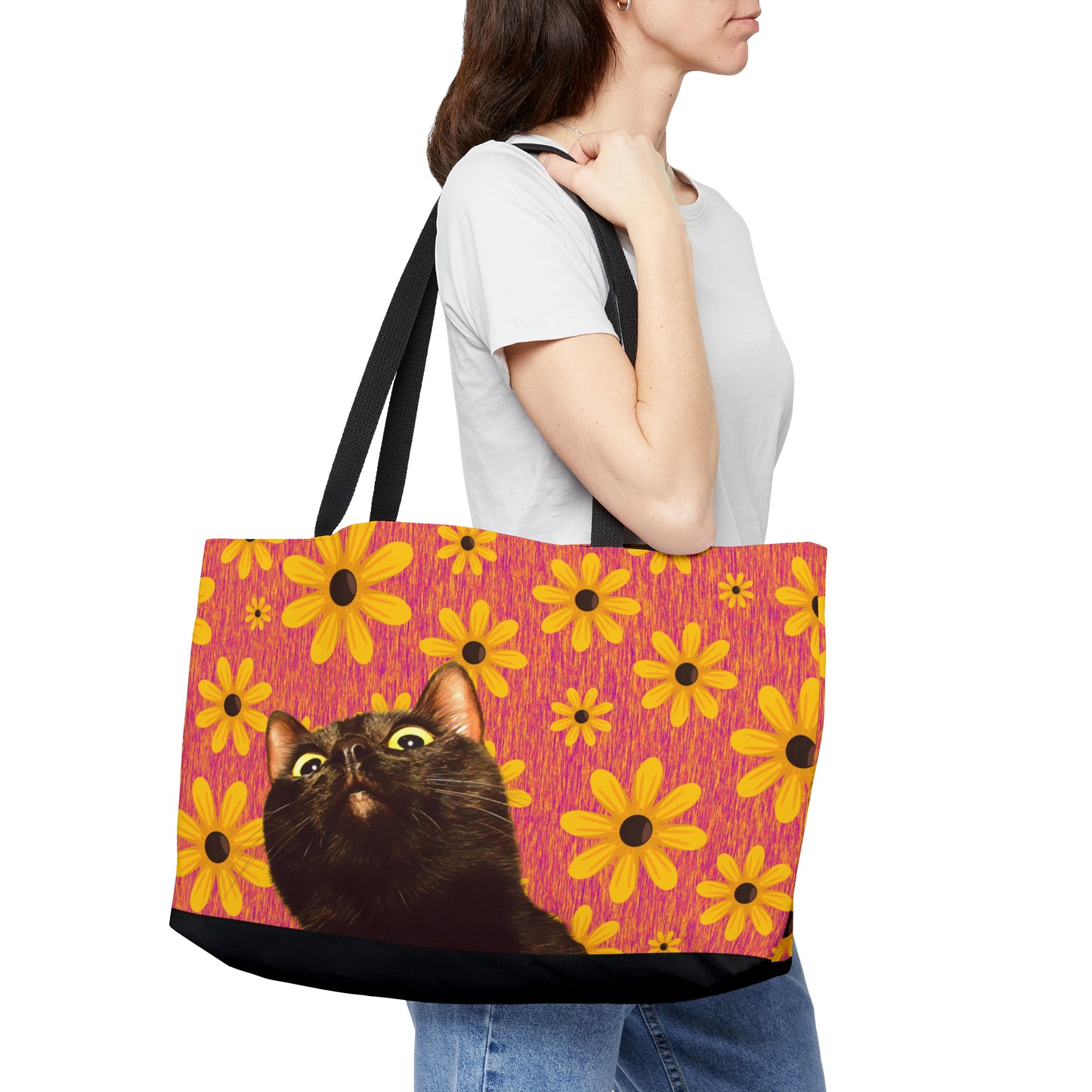 Fielding Black Cat Yellow Daisies Weekender Tote Bag