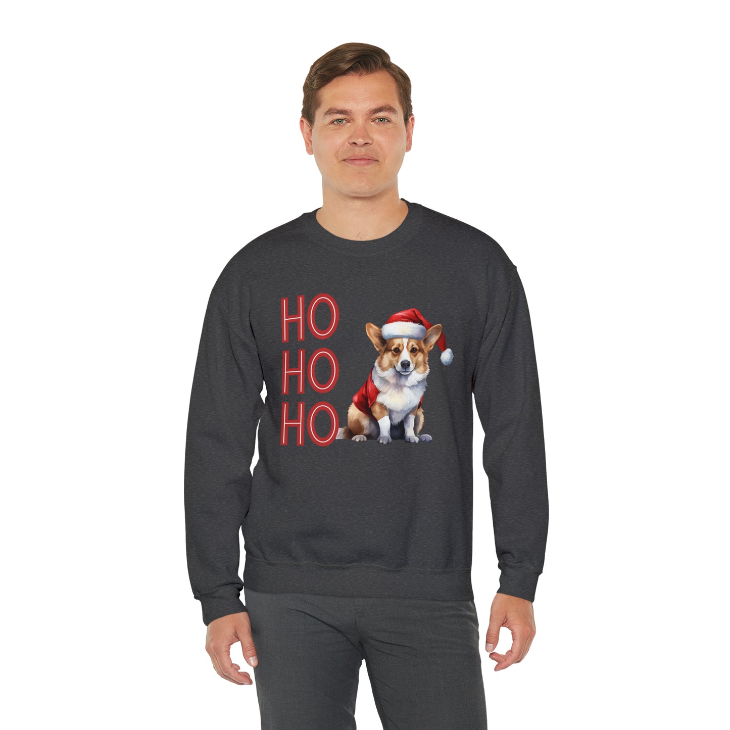 Corgi in Santa Hat Ho Ho Ho Unisex Heavy Blend™ Crewneck Sweatshirt