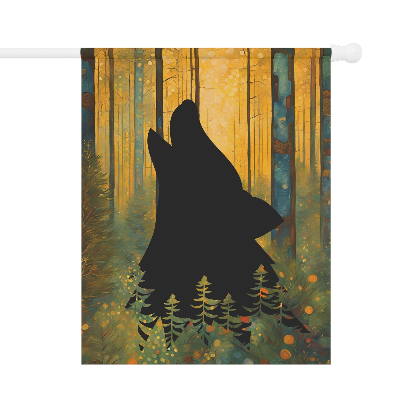 Wolf Head Silhouette 2-Sided Garden & House Flag/Banner