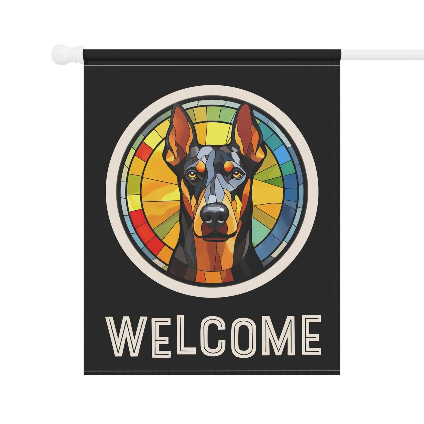 Doberman Pinscher Welcome 2-Sided Garden & House Flag/Banner