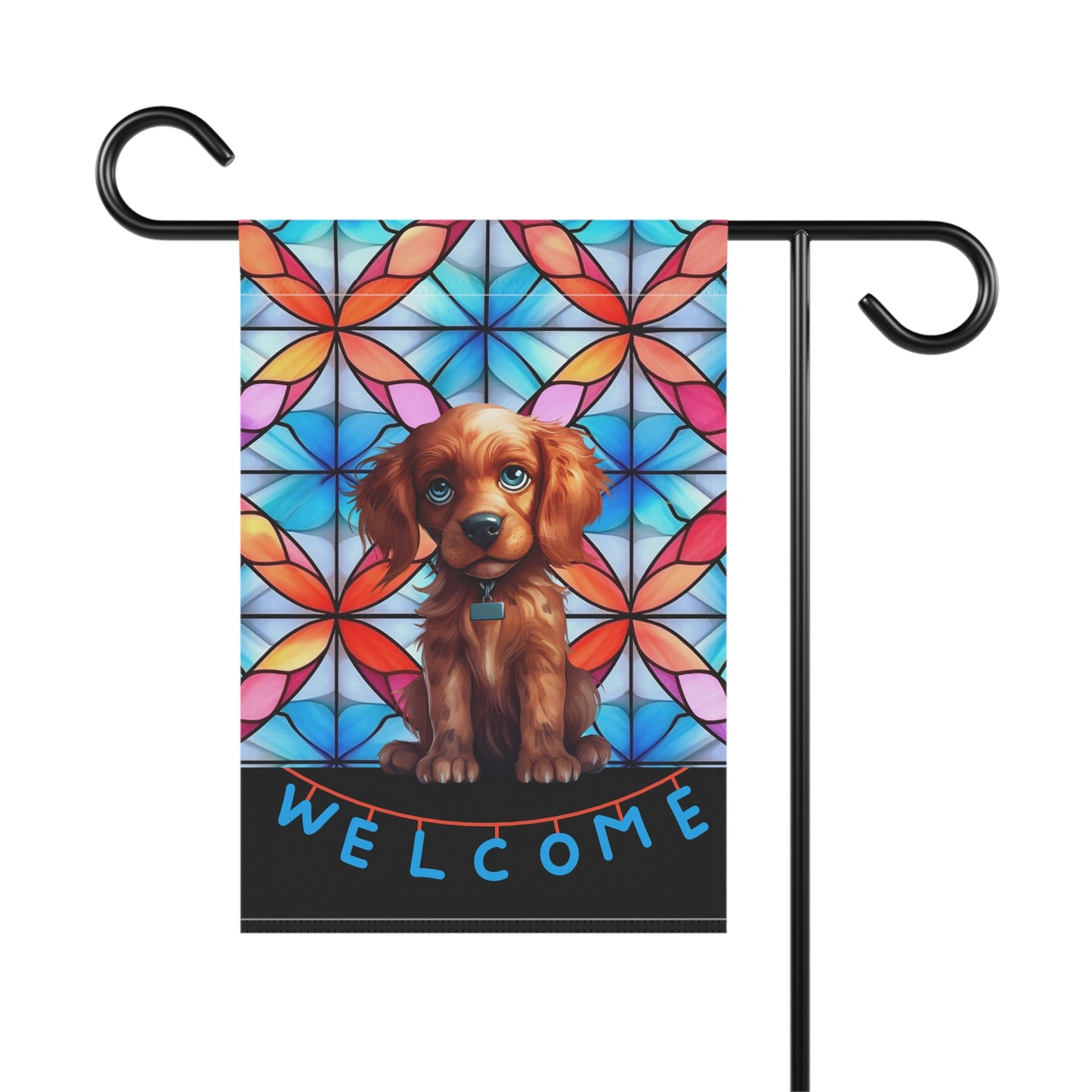 Blue-Eyed Puppy Welcome 2-Sided Garden & House Flag/Banner