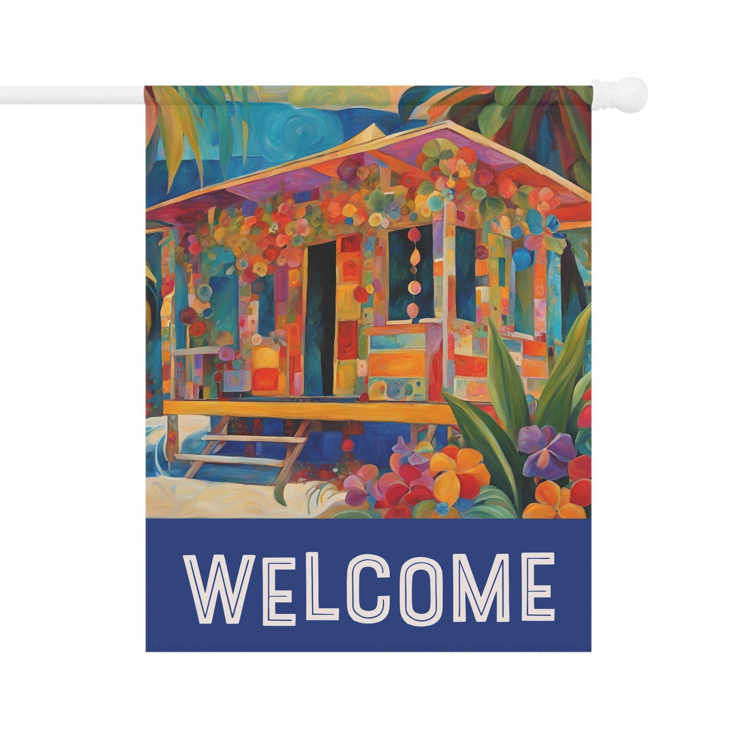 Tropical Hideout Welcome 2-Sided Garden & House Flag/Banner