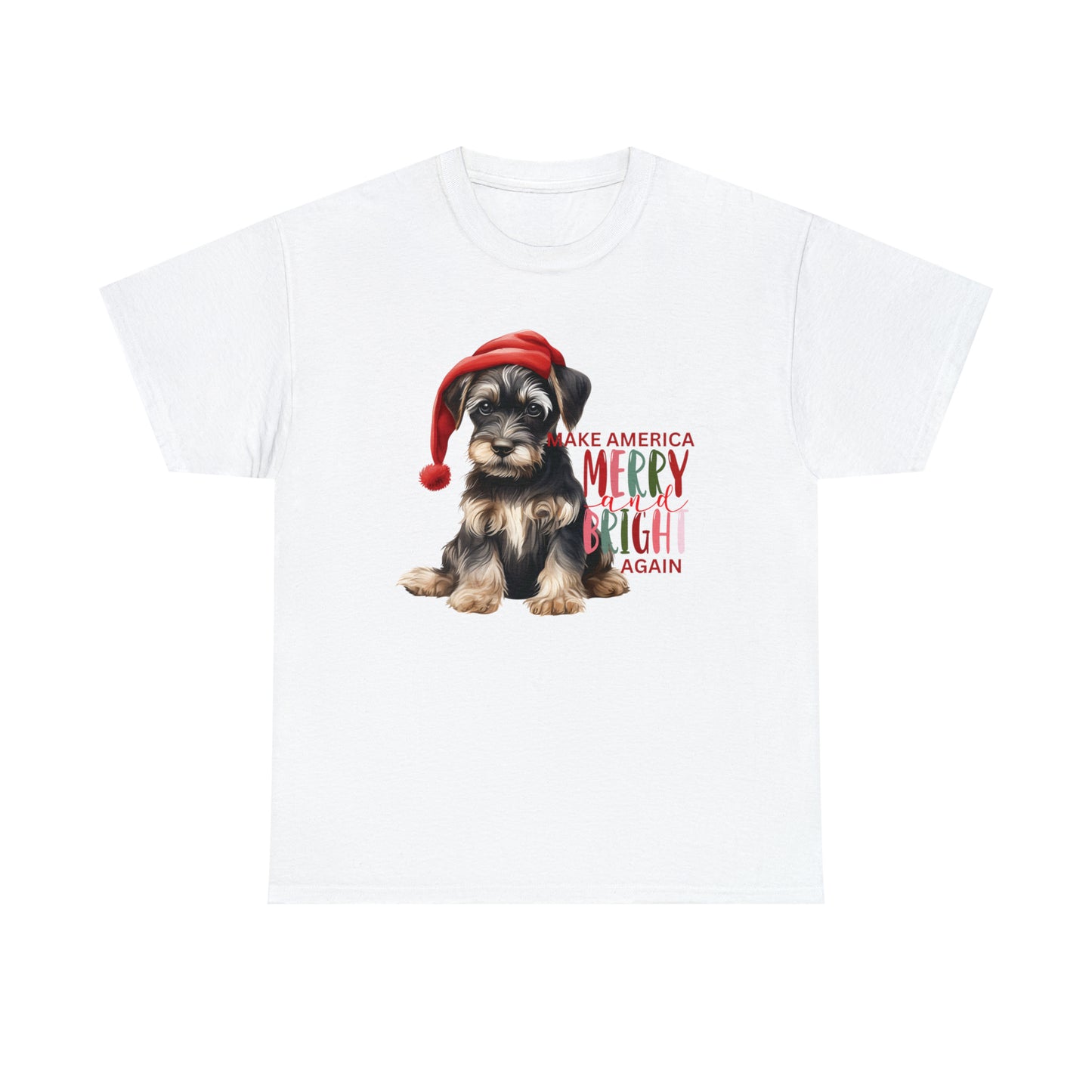 Santa Dog Make America Merry & Bright Again Unisex Heavy Cotton Tee