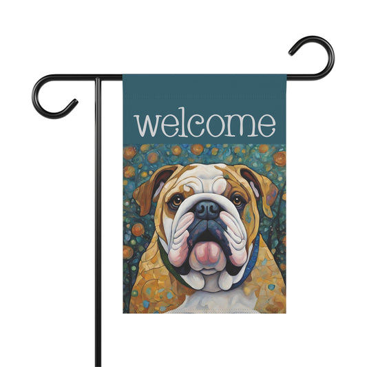 English Bulldog Welcome 2-Sided Garden & House Flag/Banner