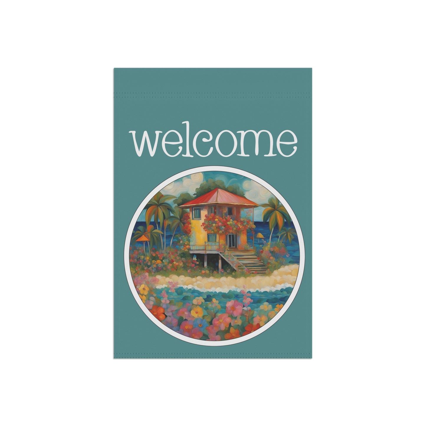 Beach Bungalow Welcome 2-Sided Garden & House Flag/Banner