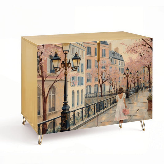 Paris Street Art Wooden Storage Cabinet (Made in USA)
