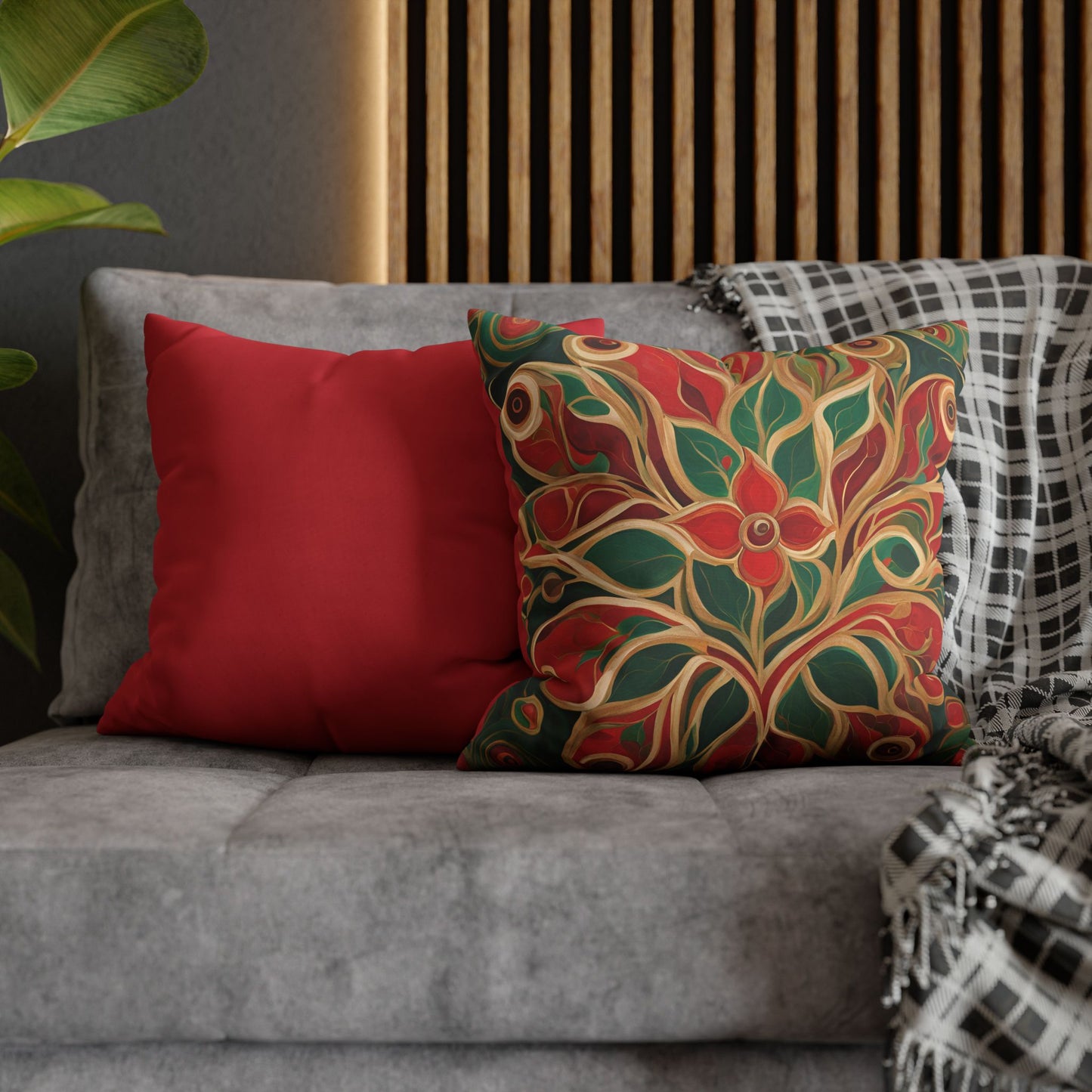 Holiday Bloom Square Poly Canvas Pillowcase