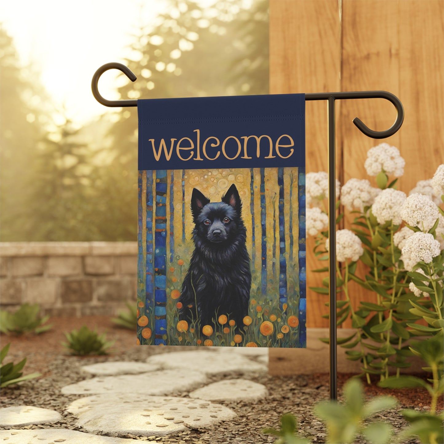 Schipperke  Welcome 2-Sided Garden & House Flag/Banner