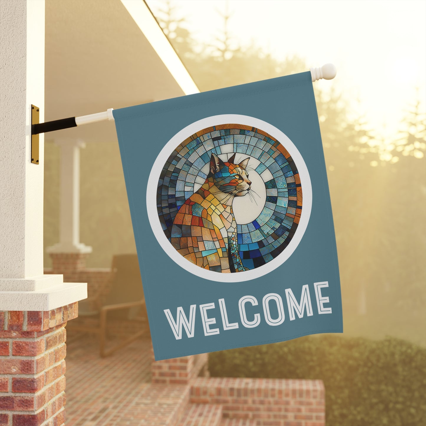 Patchwork Cat Welcome 2-Sided Garden & House Flag/Banner