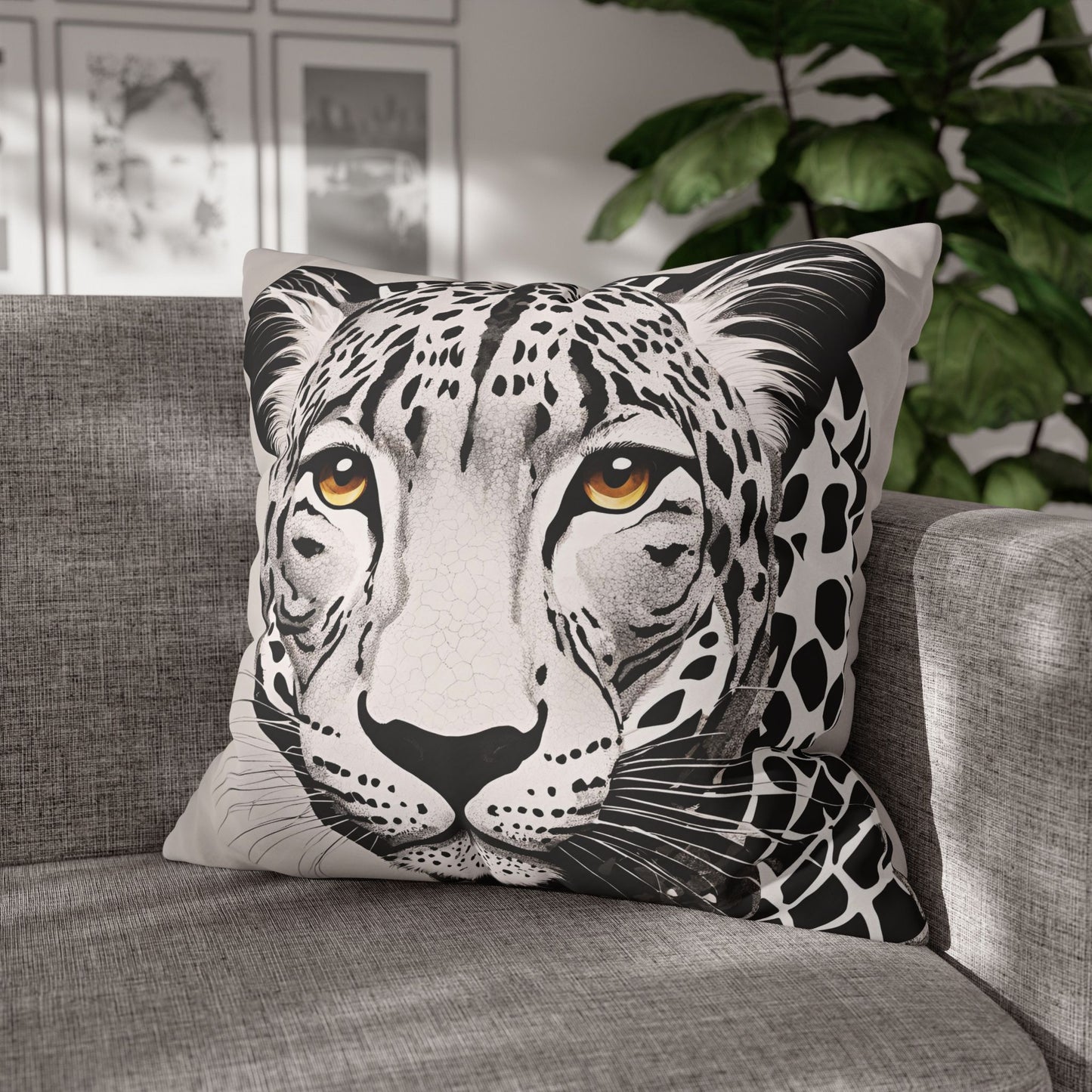 Leopard Square Poly Canvas Pillowcase