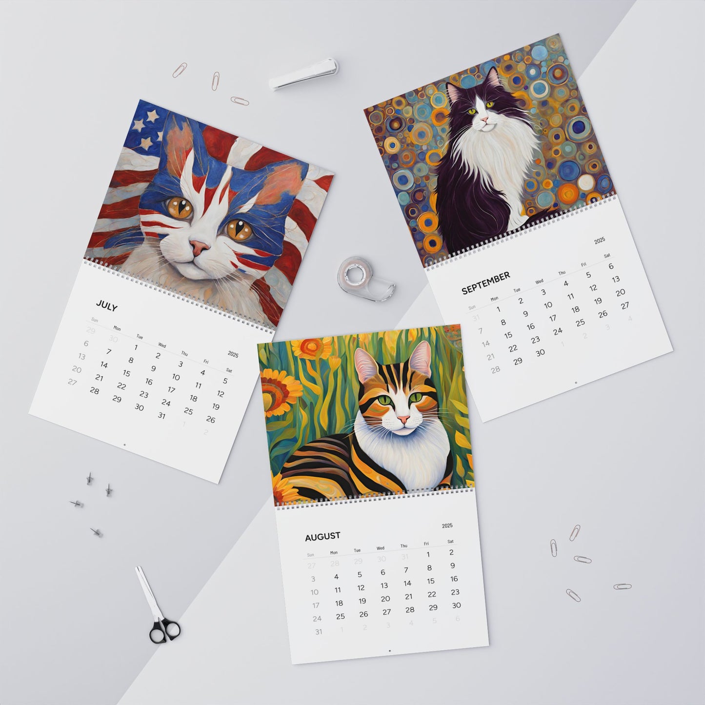 A Year of Cats 14" x 11.5" 2025 Wall Calendar