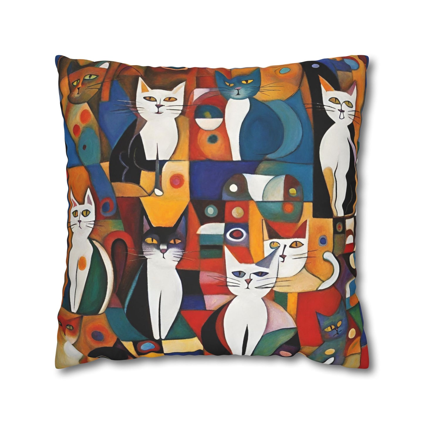 Abstract Cats Square Poly Canvas Pillowcase