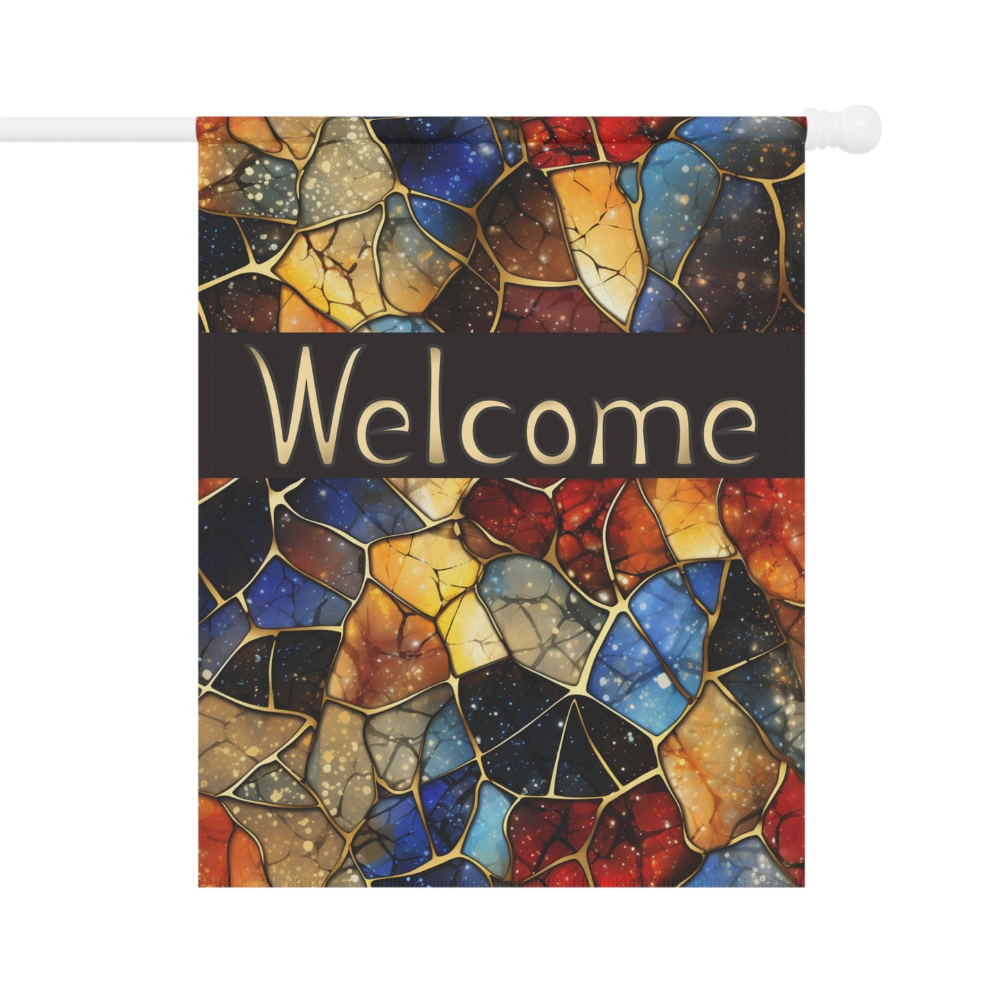 Rich Colors Stained Glass Welcome 2-Sided Garden & House Banner