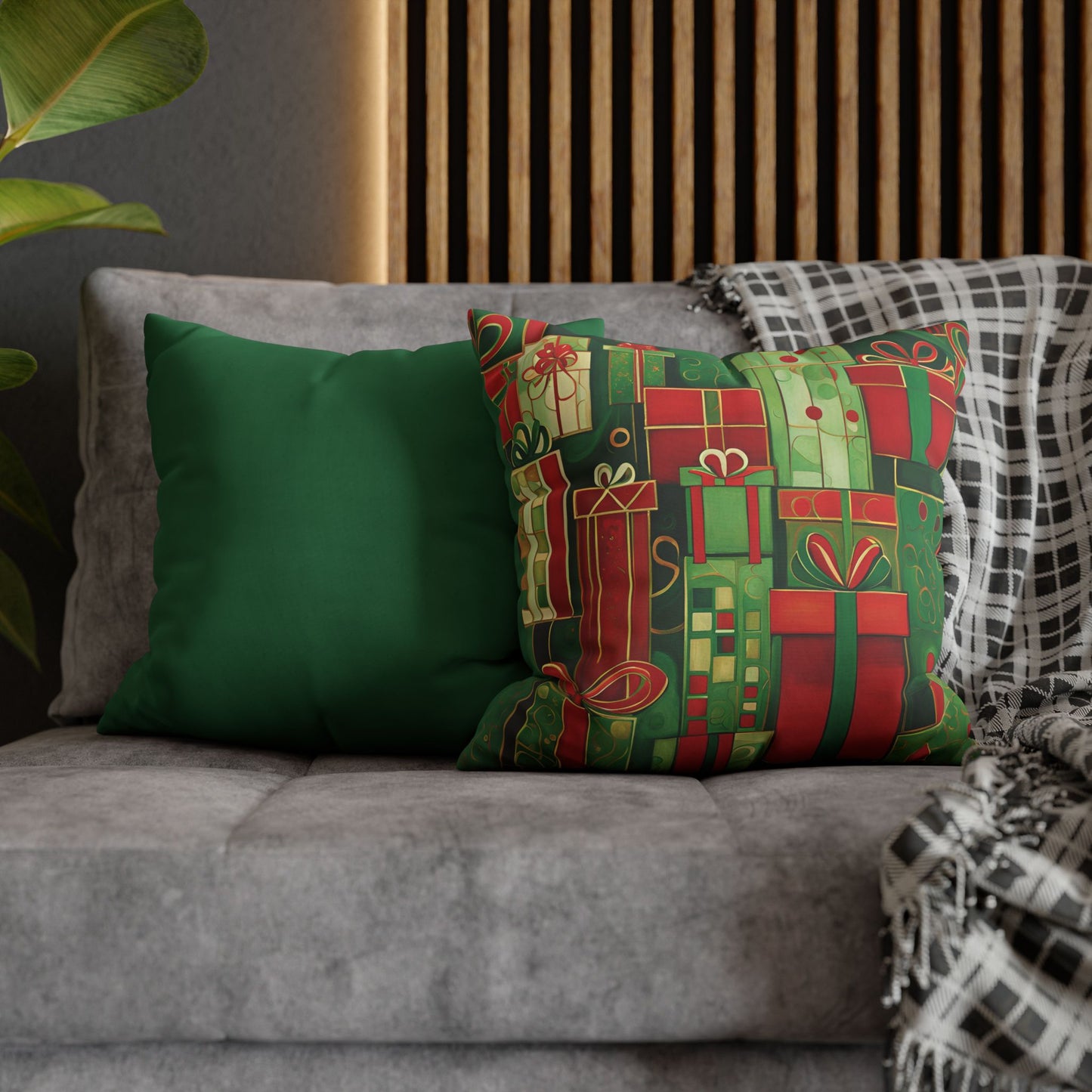 Holiday Gifts Square Poly Canvas Pillowcase