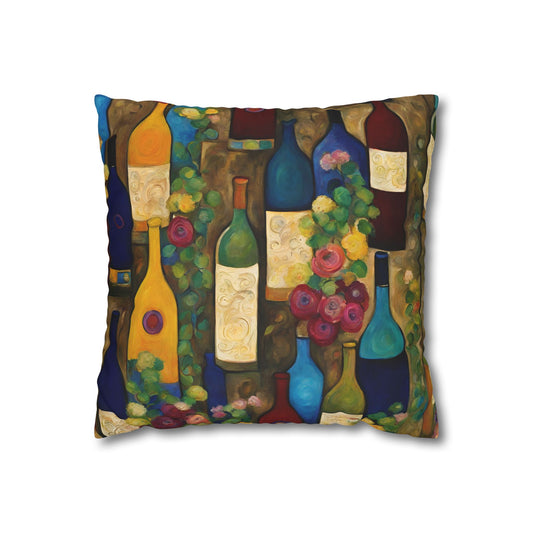 Wine Garden Square Poly Canvas Pillowcase