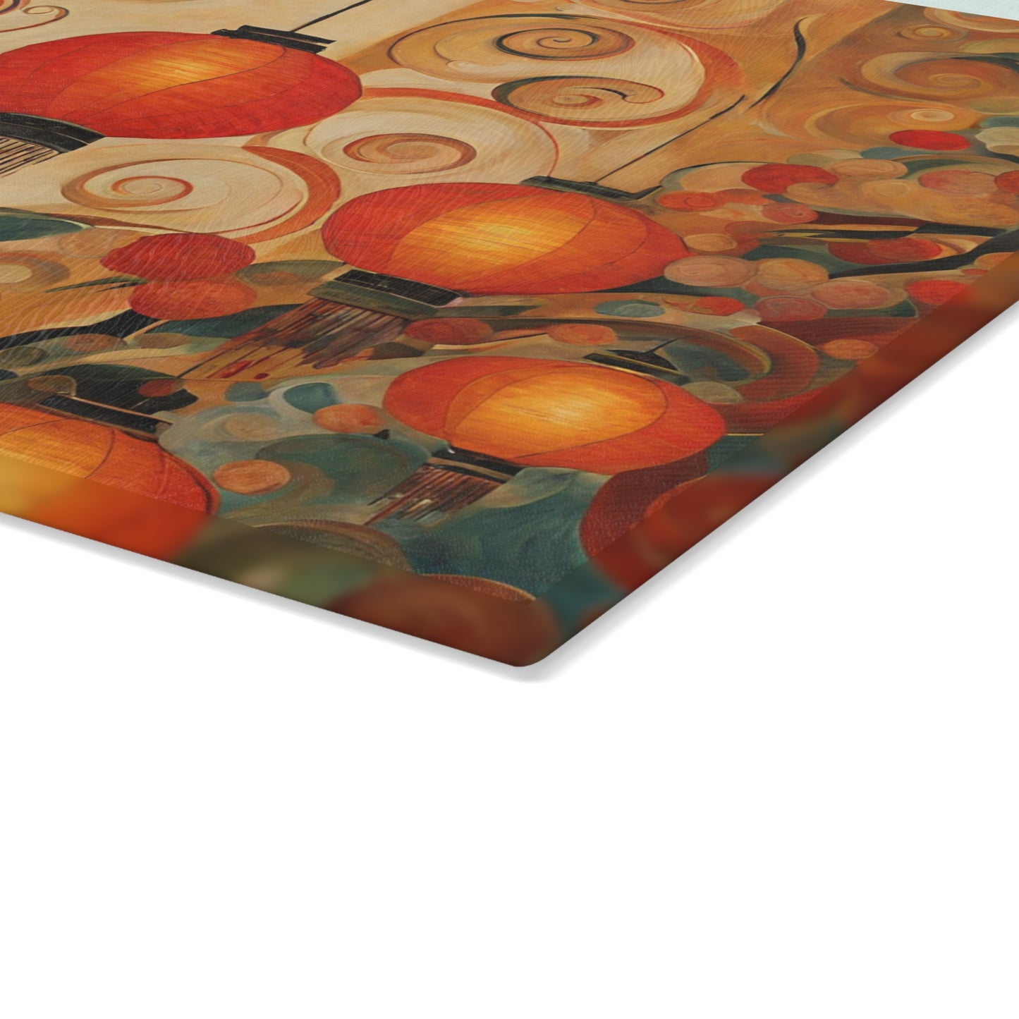 Lanterns & Swirls Tempered Glass Cutting Board