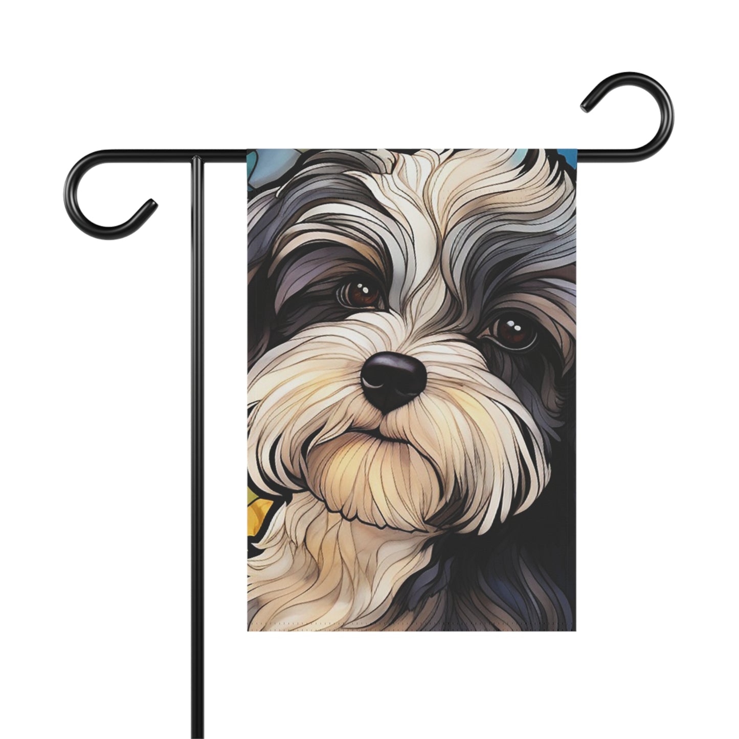 Havanese Face Stained Glass 2-Sided Garden & House Flag/Banner