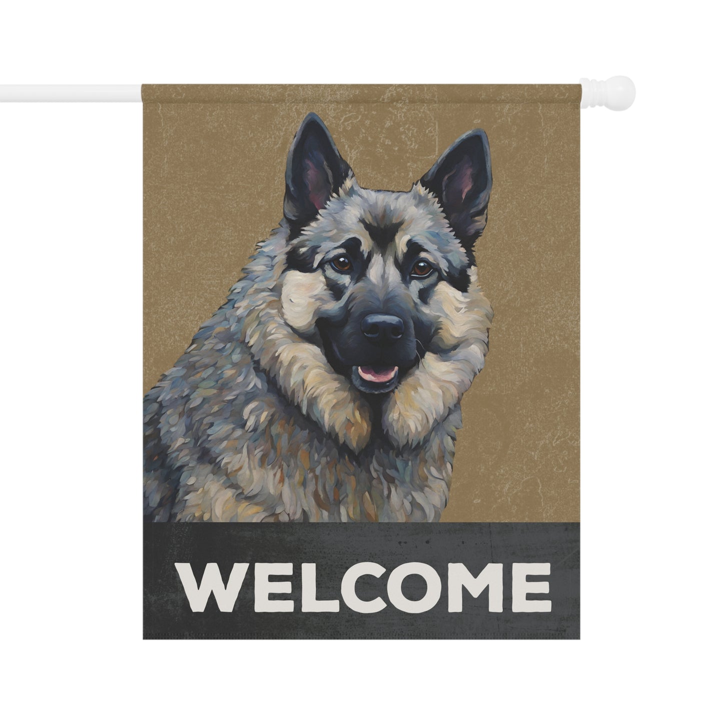 Norwegian Elkhound Welcome 2-Sided Garden & House Flag/Banner