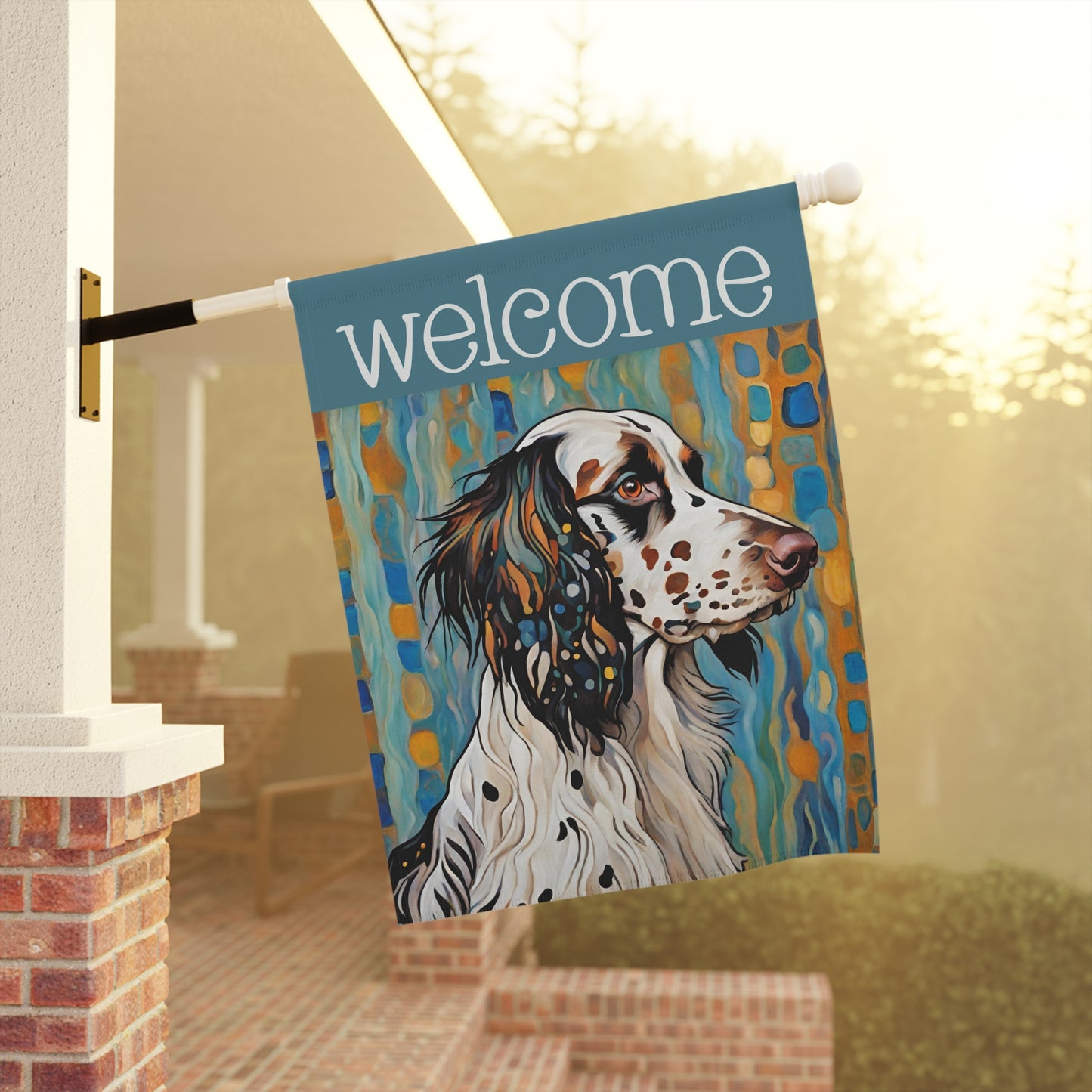 English Setter Welcome 2-Sided Garden & House Flag/Banner