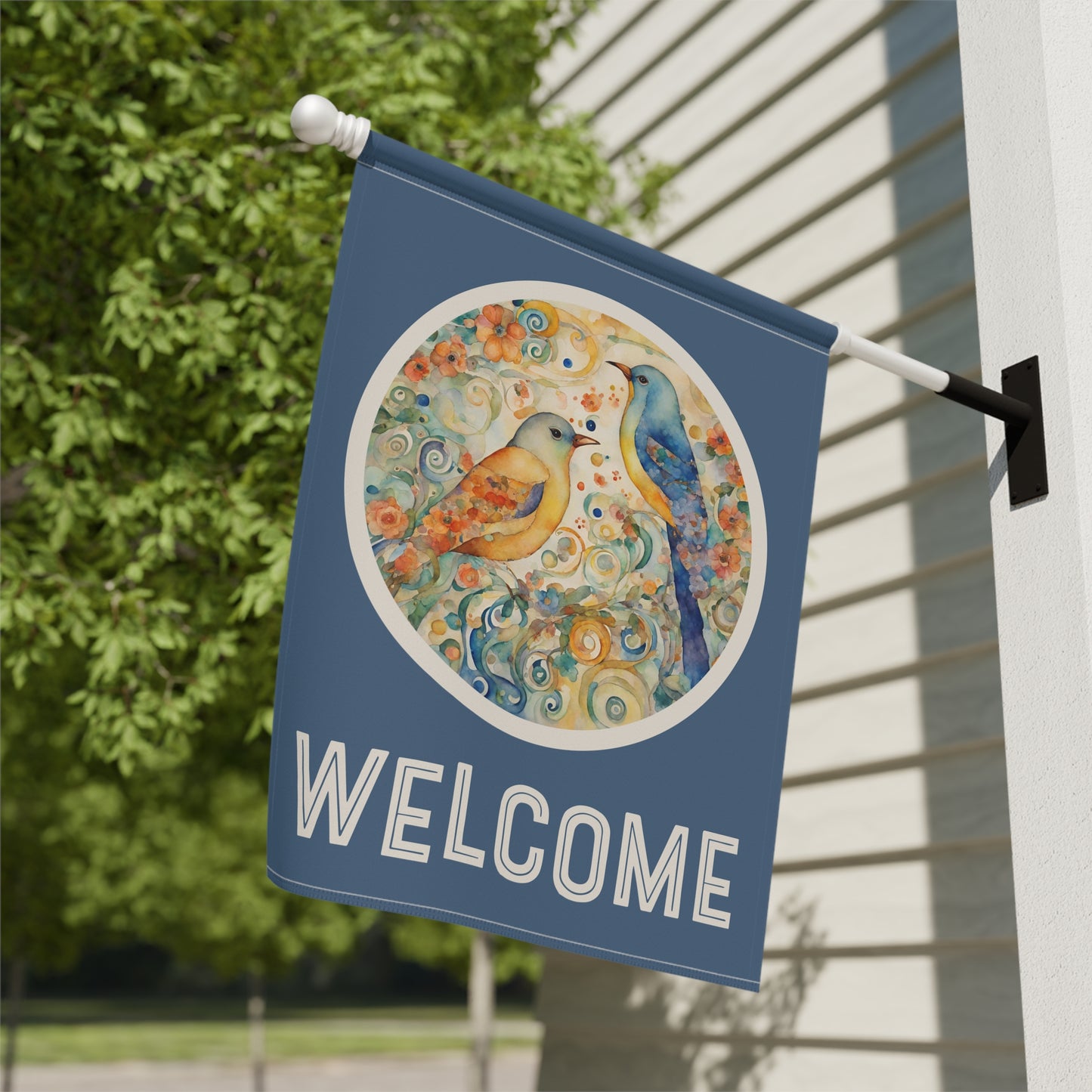 Garden Birds Welcome 2-Sided Garden & House Flag/Banner