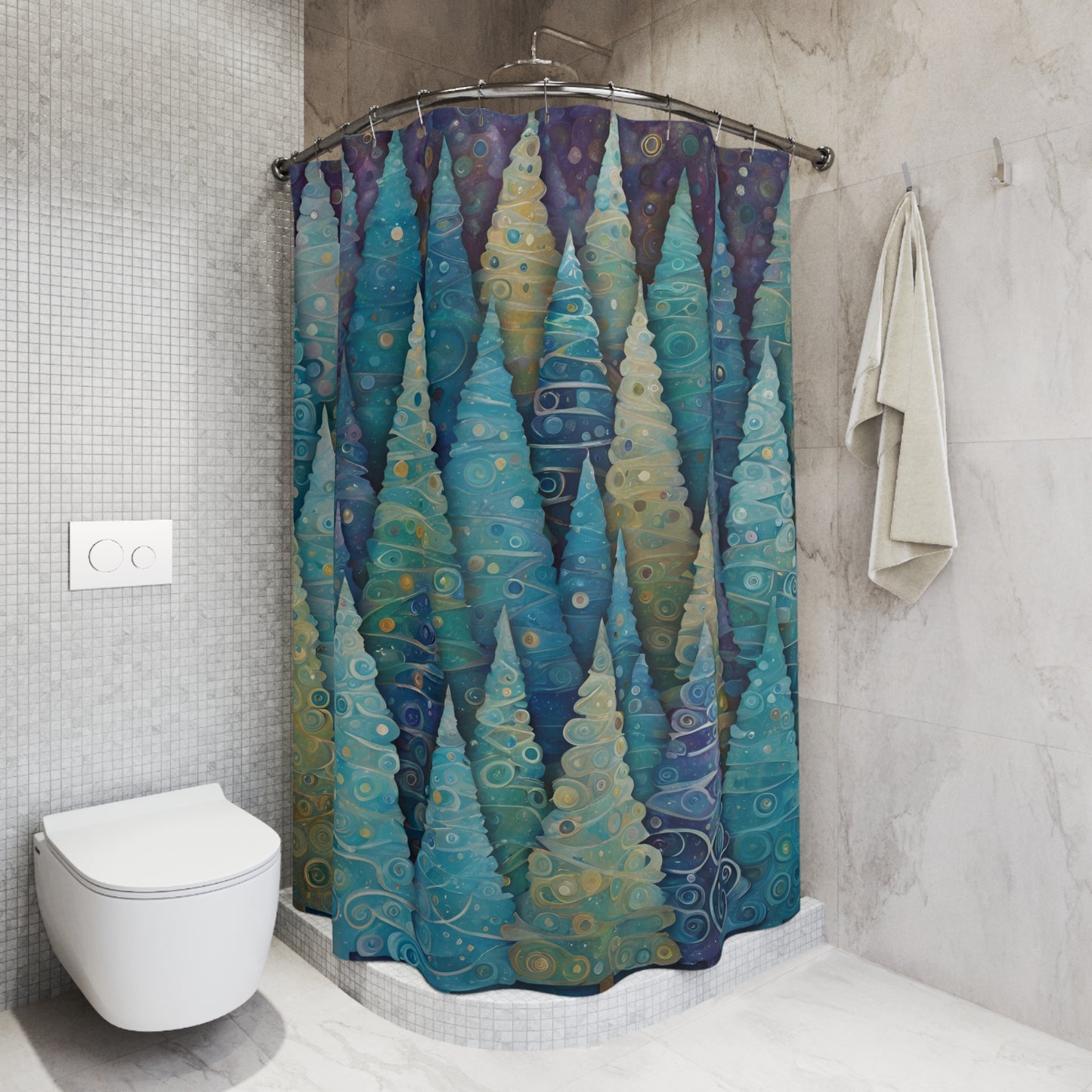 Cool Trees Holiday Polyester Shower Curtain