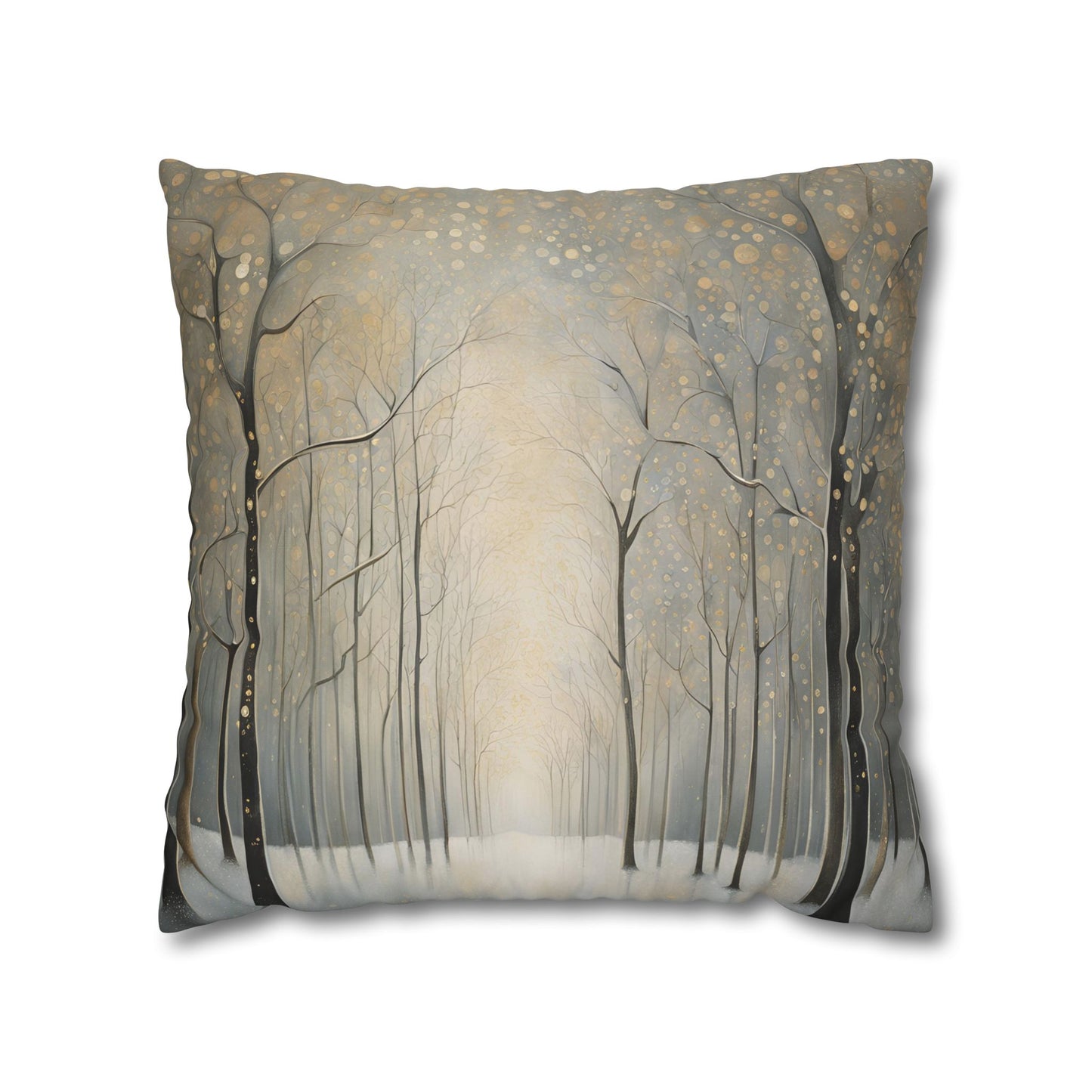 Trees in the Mist Square Poly Canvas Pillowcase