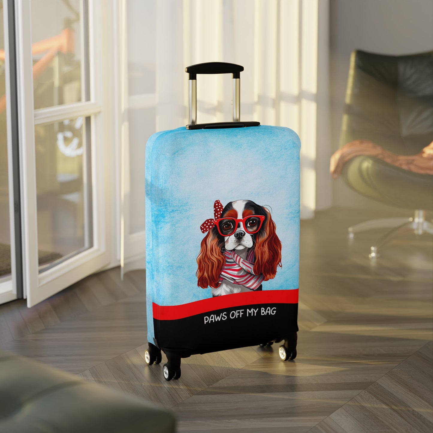 Cavalier King Charles in Glasses Paws Off My Bag Luggage Cover