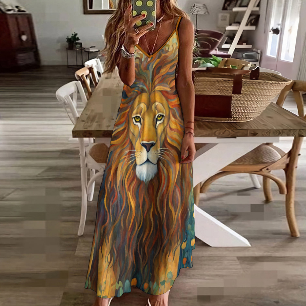 Lion's Mane Women's Summer Fashion Maxi Slip Dress