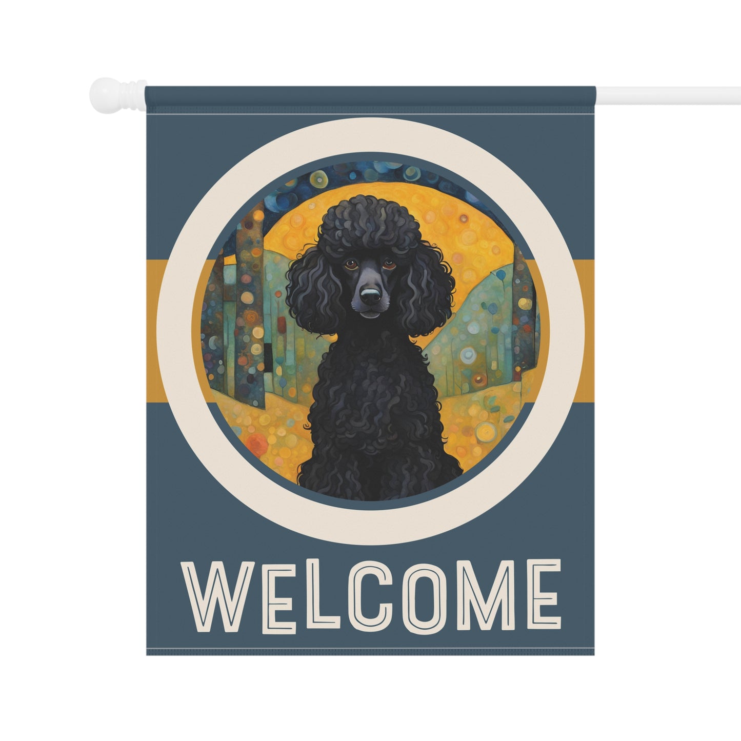 Black Poodle Welcome 2-Sided Garden & House Flag/Banner